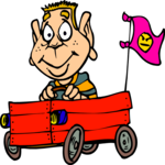 Boy in Go-Cart Clip Art