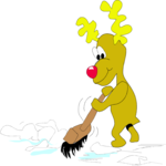 Reindeer Sweeping Snow