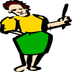 Woman Holding Stick Clip Art