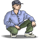 Boy Squatting 1 Clip Art