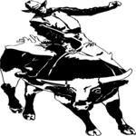 Cowboy Riding Bull 1 Clip Art