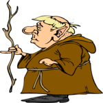 Monk with Stick Clip Art