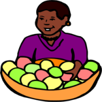 Woman with Fruit Bowl 2 Clip Art