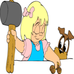 Girl Cracking Nuts Clip Art