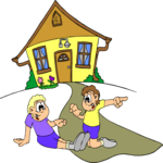 Kids Playing in Yard Clip Art