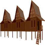 Longhouses - Malaysia Clip Art