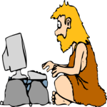 Cave Man at Computer