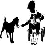 Silhouettes, Boy Feeding Dog