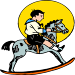 People, Boy on Rocking Horse Clip Art