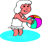 Girl with Beach Ball Clip Art