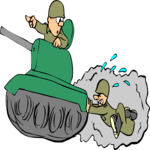 Soldier Pushing Tank Clip Art