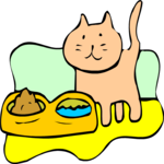 Cat & Bowl 05 Clip Art