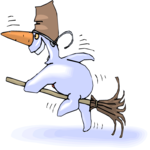 Snowman Riding Broom