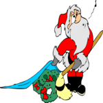 Santa Sweeping Under Rug
