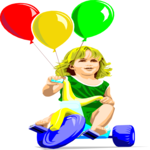 Girl with Balloons 1 Clip Art