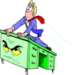 Flying Desk - Evil Clip Art