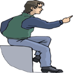 Boy Sitting & Pointing Clip Art