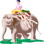 Indian Man on Elephant Clip Art