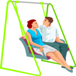 Couple on Swing Clip Art