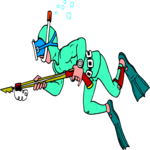 Snorkeler with Speargun Clip Art