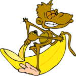 Monkey with Large Banana 3 Clip Art