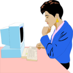 Woman at Computer 02 Clip Art