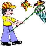 Boy with Butterflies Clip Art