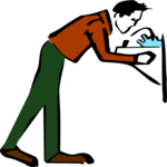 Man at Water Fountain Clip Art