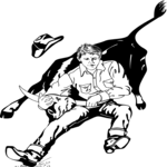 Cowboy with Bull 1 Clip Art