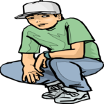 Boy Squatting 3 Clip Art