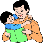 Father Reading to Son 1 Clip Art