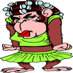 Monkey in Curlers Clip Art