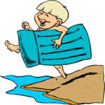 Boy with Raft Clip Art