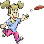 Girl Throwing Flying Disc Clip Art