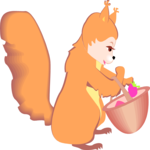 Squirrel with Basket Clip Art