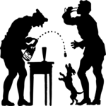 Silhouettes, Men Drinking