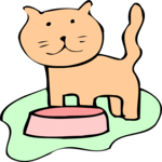 Cat & Bowl 07 Clip Art