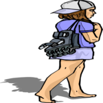 Girl with In-Line Skates Clip Art