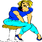 Woman on Stool 2 Clip Art