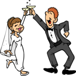 Bride & Groom Toasting 1 Clip Art