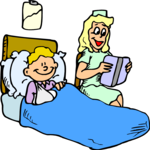 Nurse Reading to Patient Clip Art