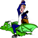 Man Riding Gargoyle Clip Art