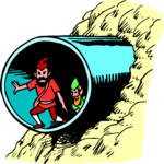 Little People in Pipe Clip Art