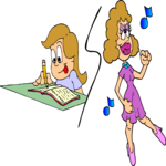 Girl Writing in Diary Clip Art