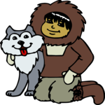 Eskimo Boy & Husky 2 Clip Art