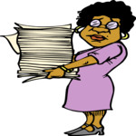 Woman with Papers Clip Art