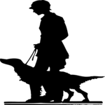 Silhouettes, Man Walking Dog