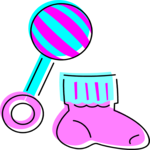 Baby Bootie & Rattle Clip Art