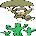 Parachuting onto Cactus Clip Art