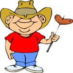 Cowboy with Hot Dog Clip Art